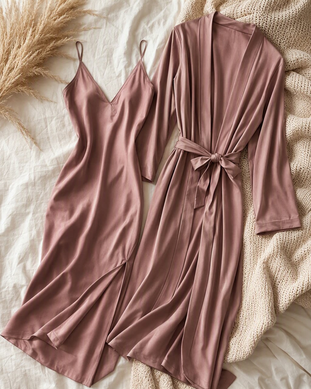 The set styled flat on cream bed linen